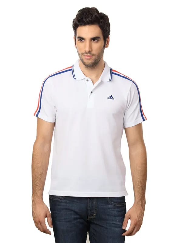 ADIDAS Men Polo White T-shirt