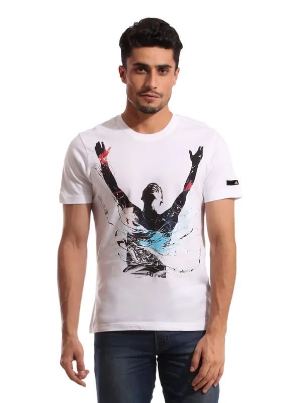 ADIDAS Men Graphic White T-shirt