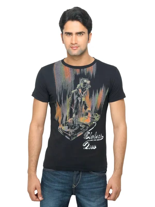 Status Quo Men Printed Black T-shirt