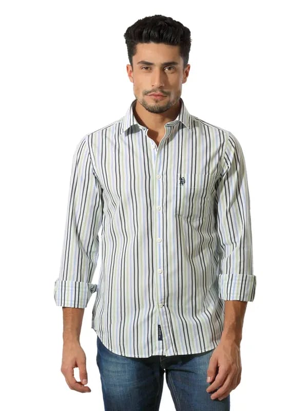 U.S.Polo Assn. Men Striped Multi Coloured Shirt