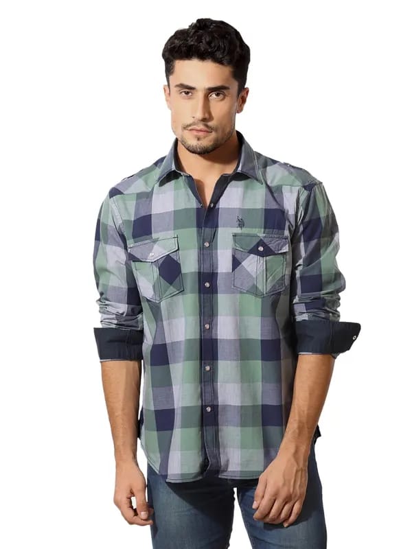 U.S. Polo Assn. Denim Co. Men Check Green Shirt