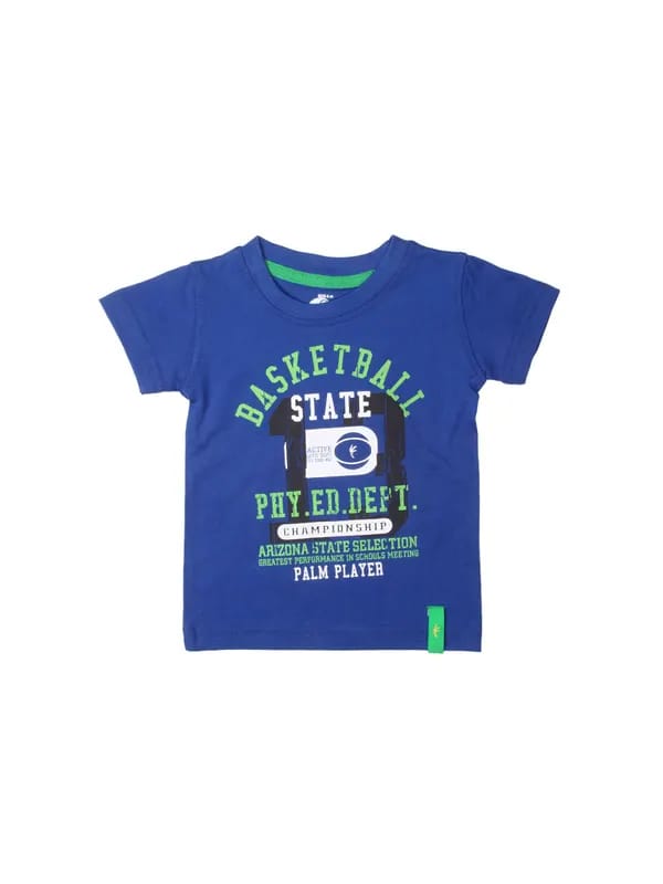 Gini and Jony Boys Printed Blue T-shirt