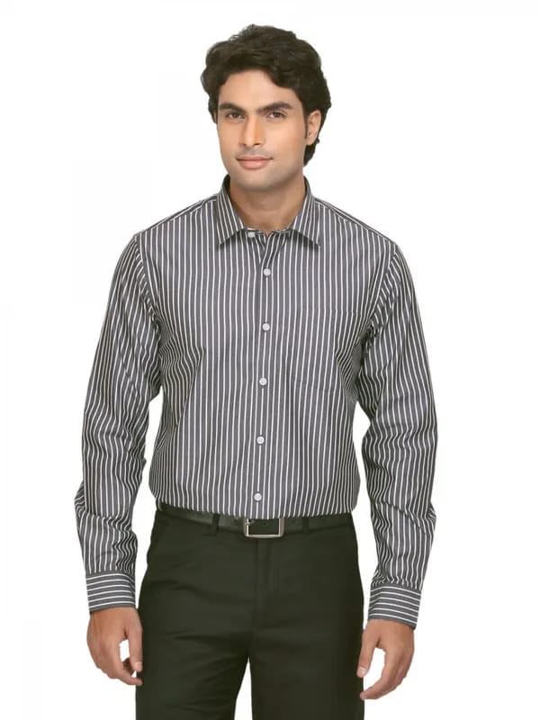 Arrow Men Black Striped Slim Fit Shirt