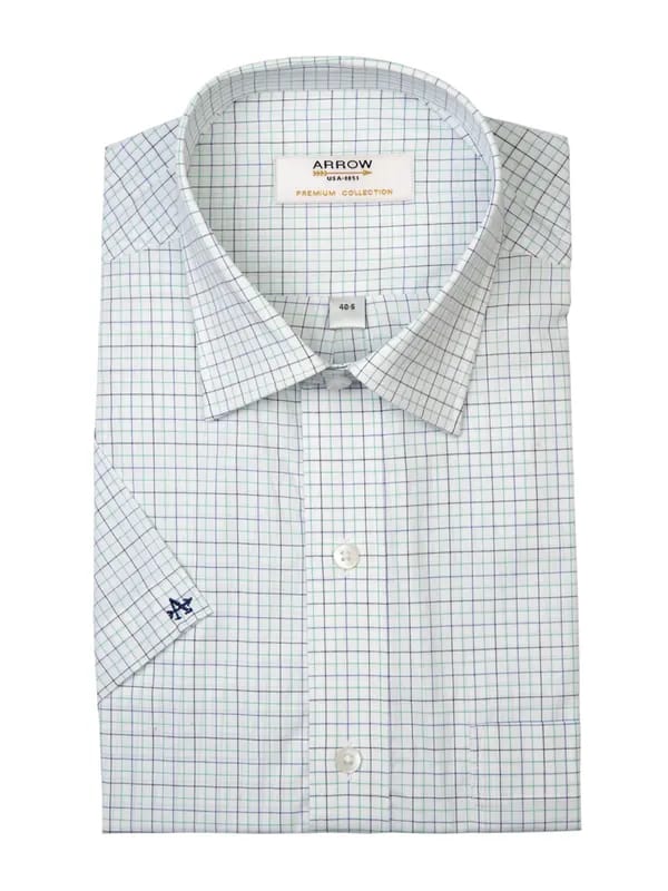 Arrow Men Green & Blue Check Shirt