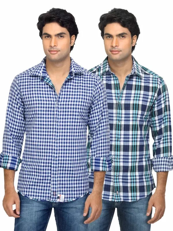 Arrow Sport Men Reversible Check Blue Shirt