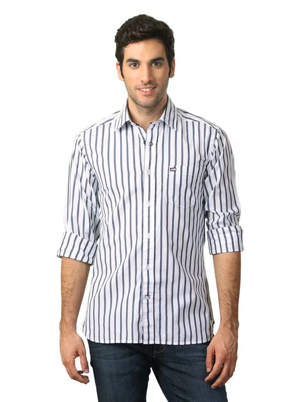 Arrow Sport Men White Striped Shirt