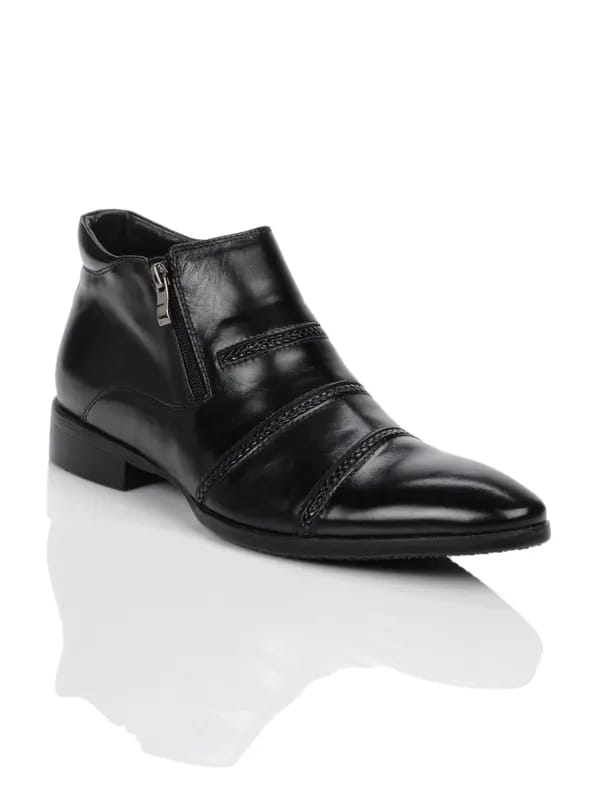 Homme Men Black Formal Ankle Boots