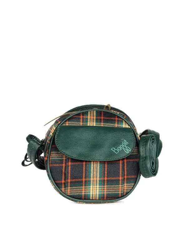 Baggit Women Pinto Checksy Green Sling Bag