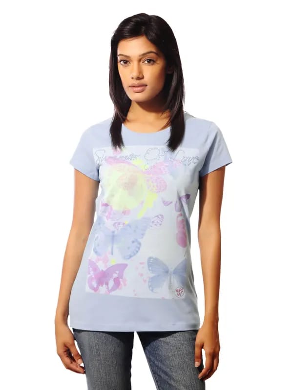 Wrangler Women Summer of Love Blue T-shirt
