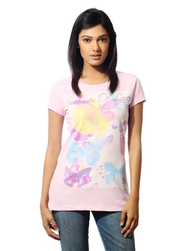 Wrangler Women Summer of Love Pink T-shirt