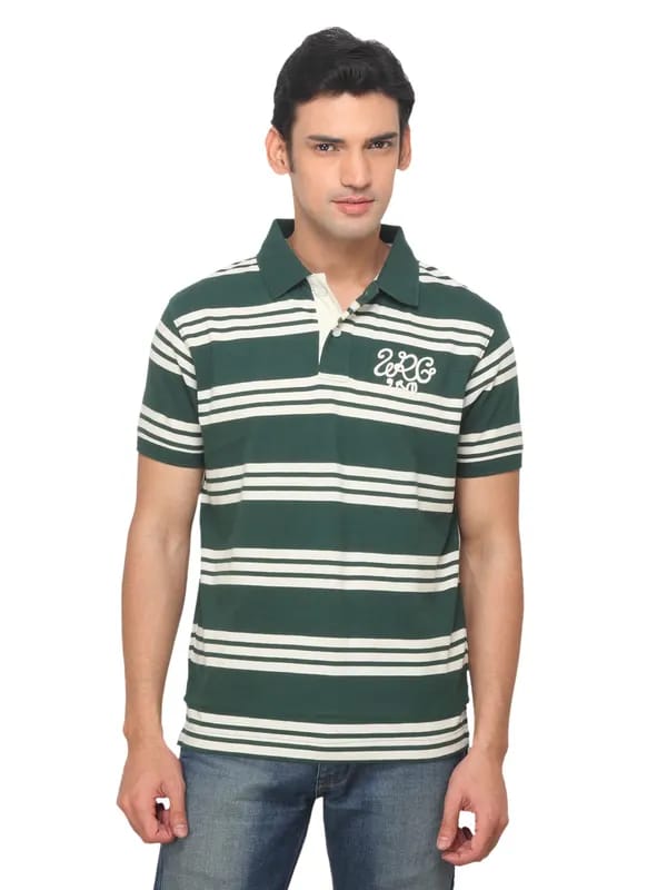 Wrangler Men Triple Striped Green T-shirt
