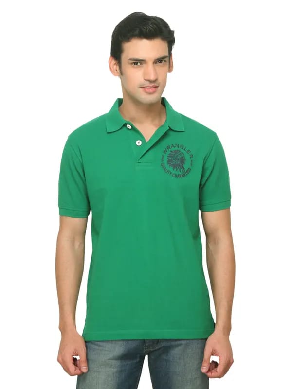 Wrangler Men Urban Folk Polo Green T-shirt