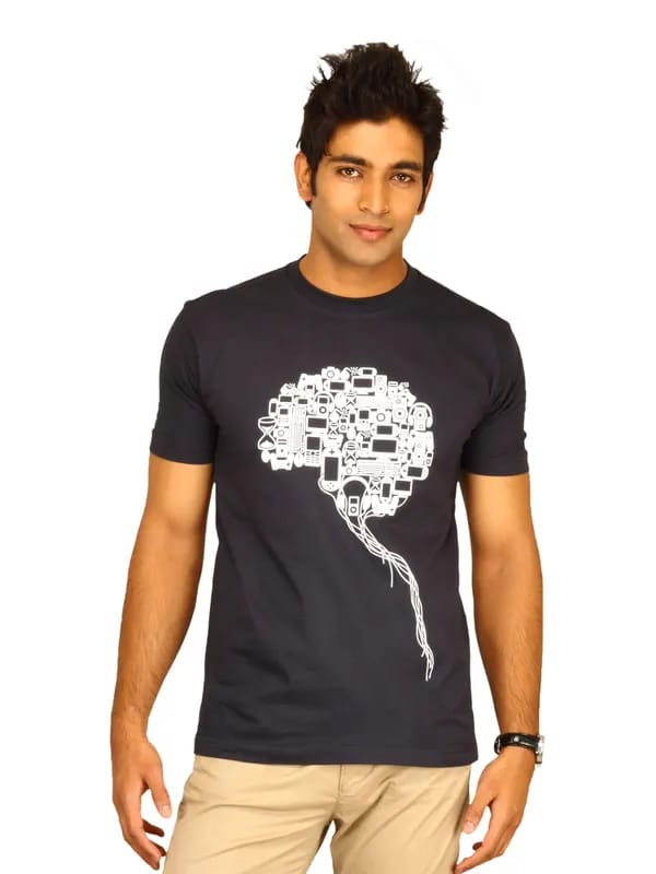 Myntra Men's Brain Blue T-shirt