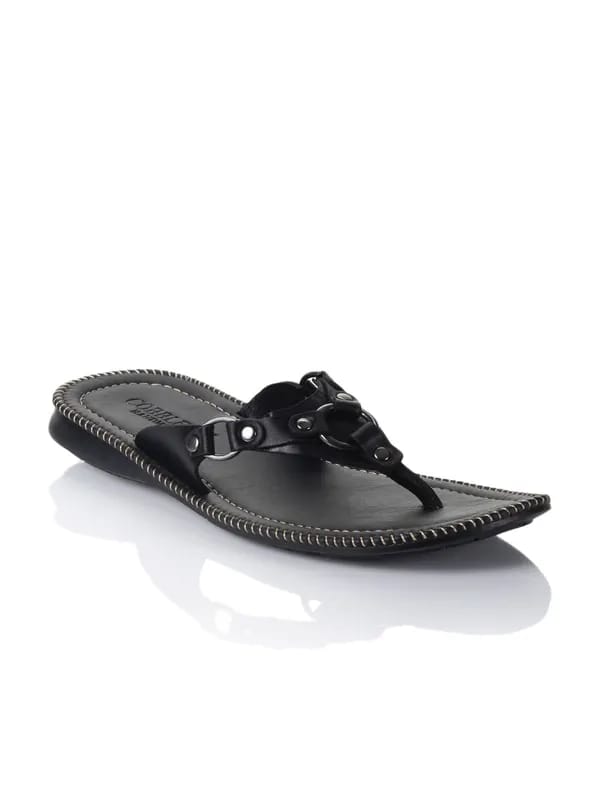 Cobblerz Men Black Leather Sandals