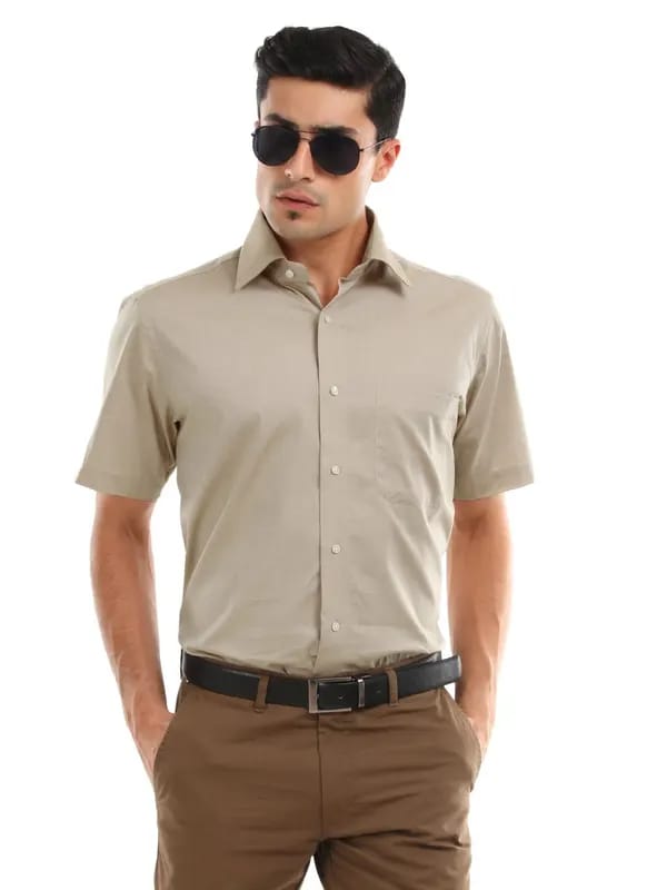 Van Heusen Men Brown Giza Cotton Shirt