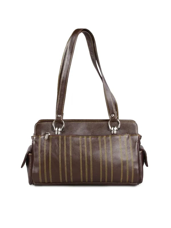 Murcia Brown Self Design Shoulder Bag