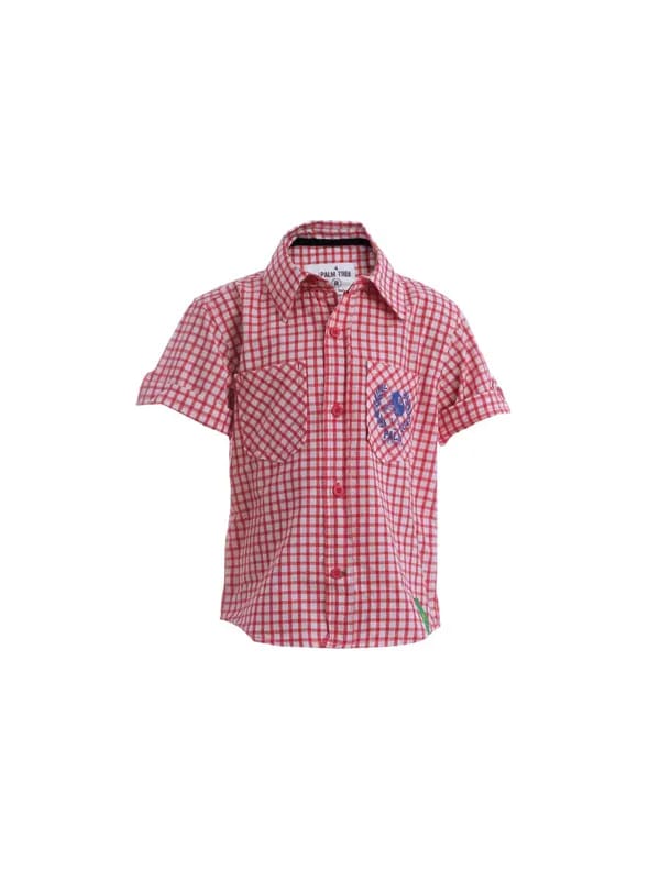 Palm Tree Boys Check Red Shirt