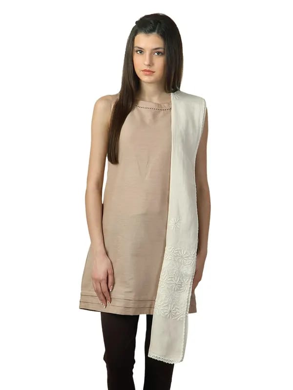 Fabindia Women Kota Tepchi Off White Dupatta