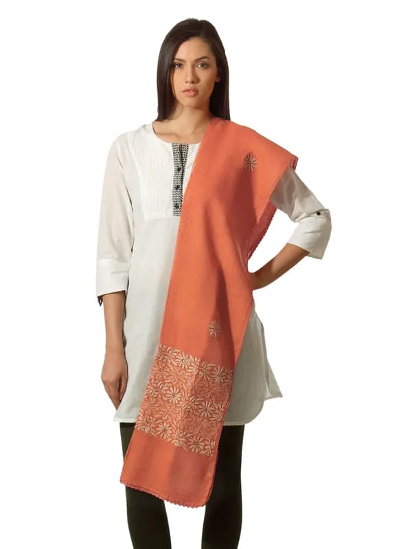Fabindia Women Kota Silk Tepchi Orange Dupatta