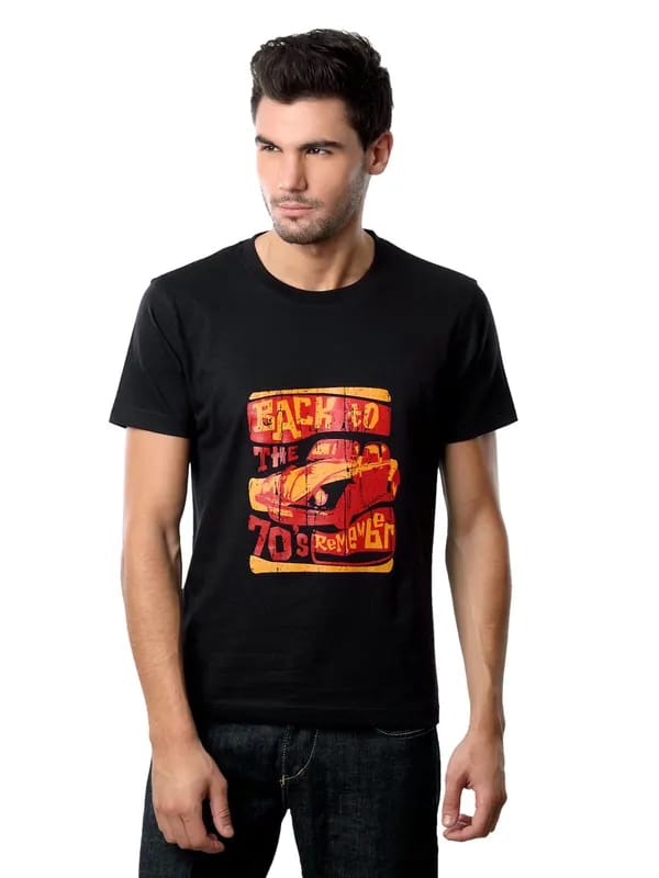Myntra Men Back To The 70s Black T-shirt