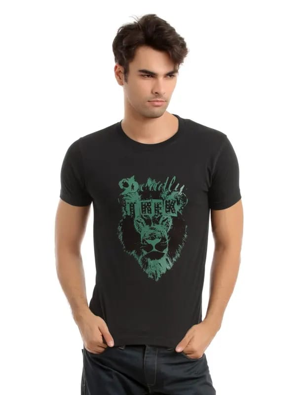 Myntra Men Black Printed T-shirt