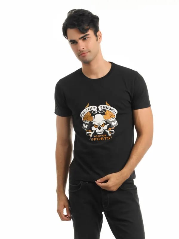 Myntra Men Black Printed T-shirt