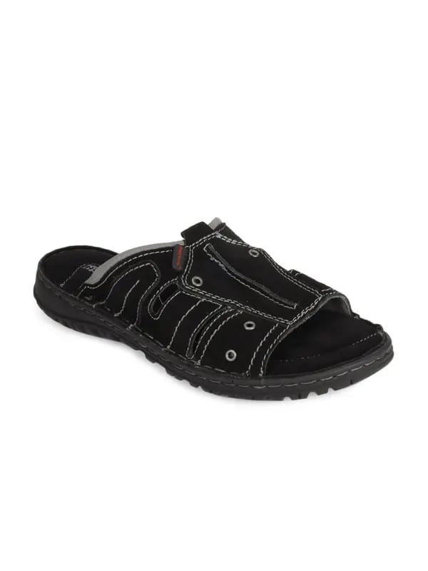 Red Tape Men Black Sandals