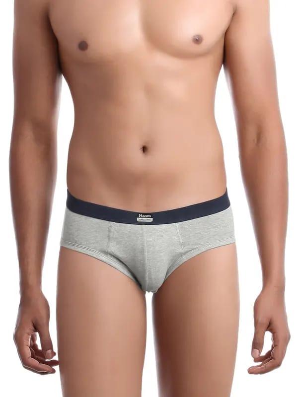 Hanes Men Grey Stretch Duo Dry Cotton Stretch Hip Briefs
