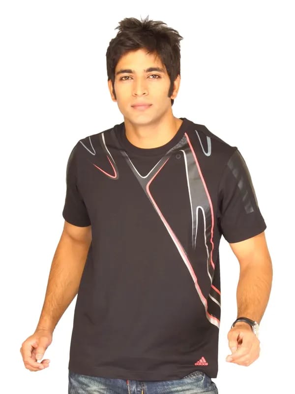 ADIDAS Men's Black Graphic T-shirt