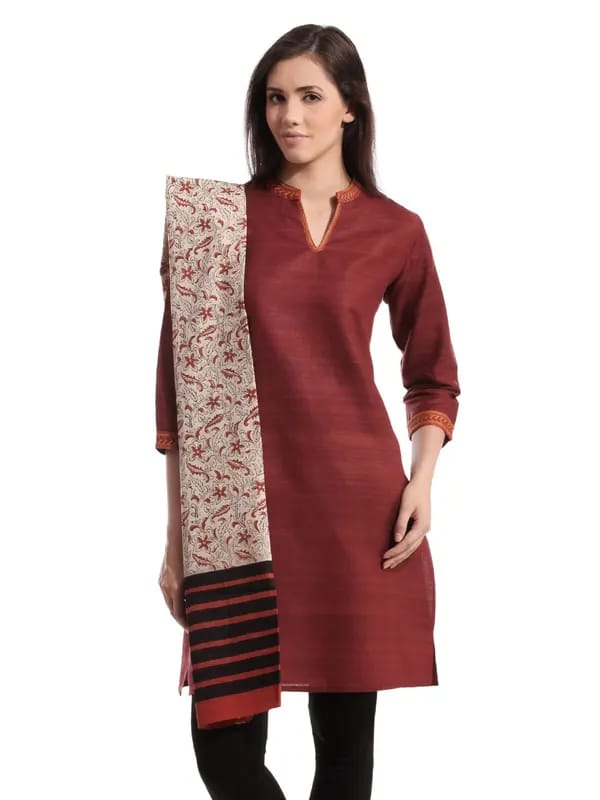 Fabindia Women Printed Beige & Rust Stole