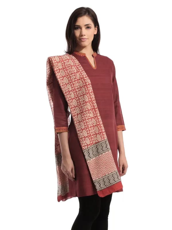 Fabindia Women Printed Rust Stole