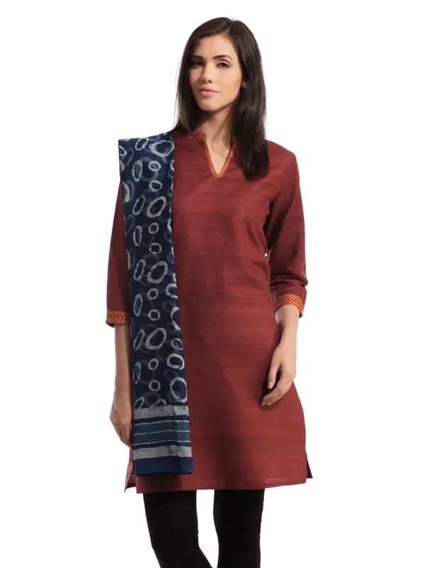 Fabindia Women Chanderi Navy Blue Stole