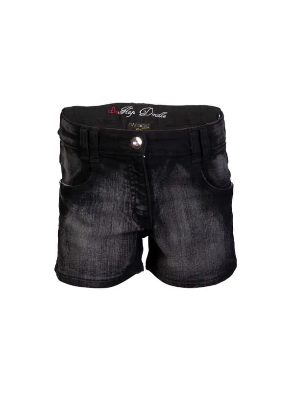 Doodle Girls Washed Black Shorts