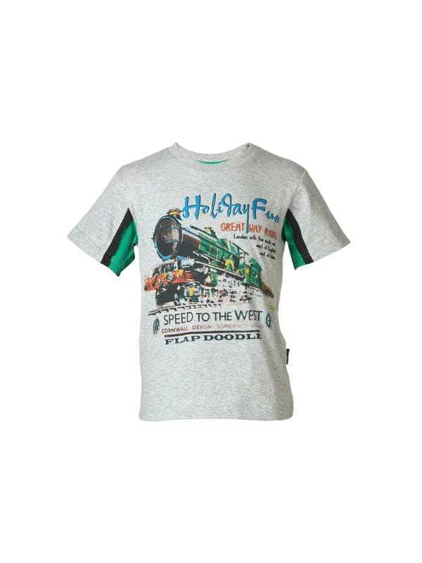 Doodle Boys Printed Grey T-shirt