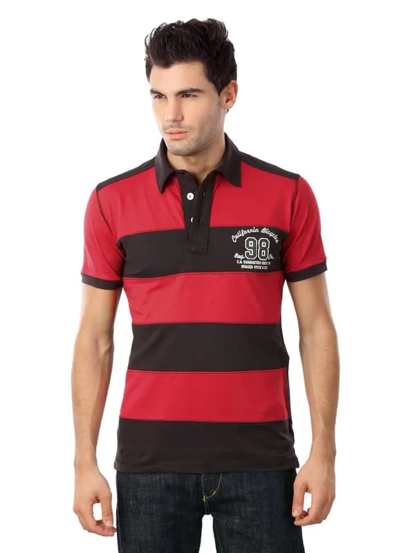 Status Quo Men Red & Charcoal T-shirt