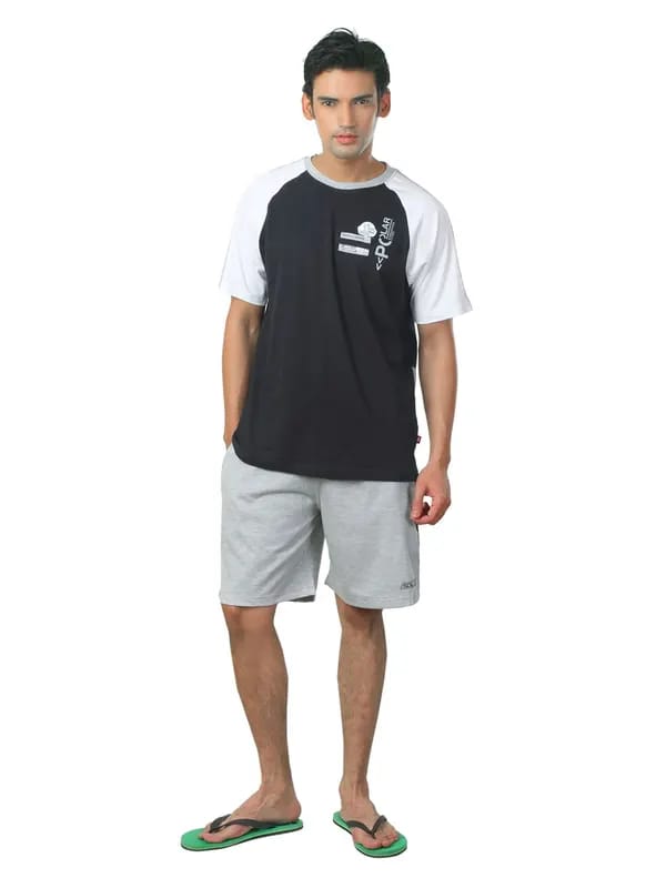 SDL by Sweet Dreams Men Navy Blue & Grey Pyjama Set