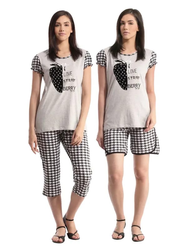 SDL by Sweet Dreams Women Grey Night suits