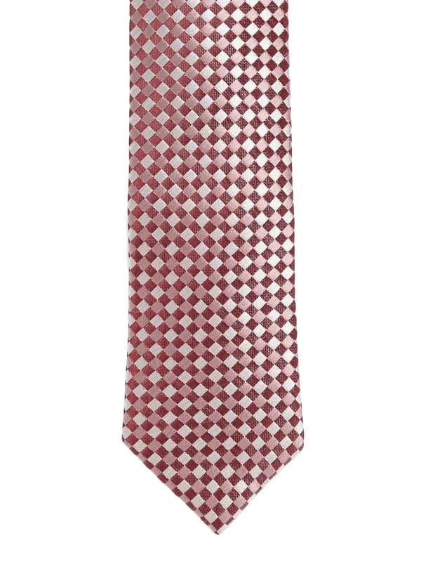 Reid & Taylor Men Maroon Checked Tie
