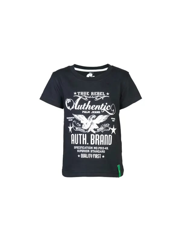 Palm Tree Boys Printed Black T-Shirt