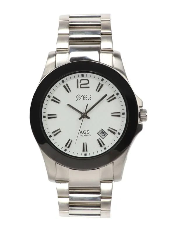 Maxima Men White Dial Ssteele Watch