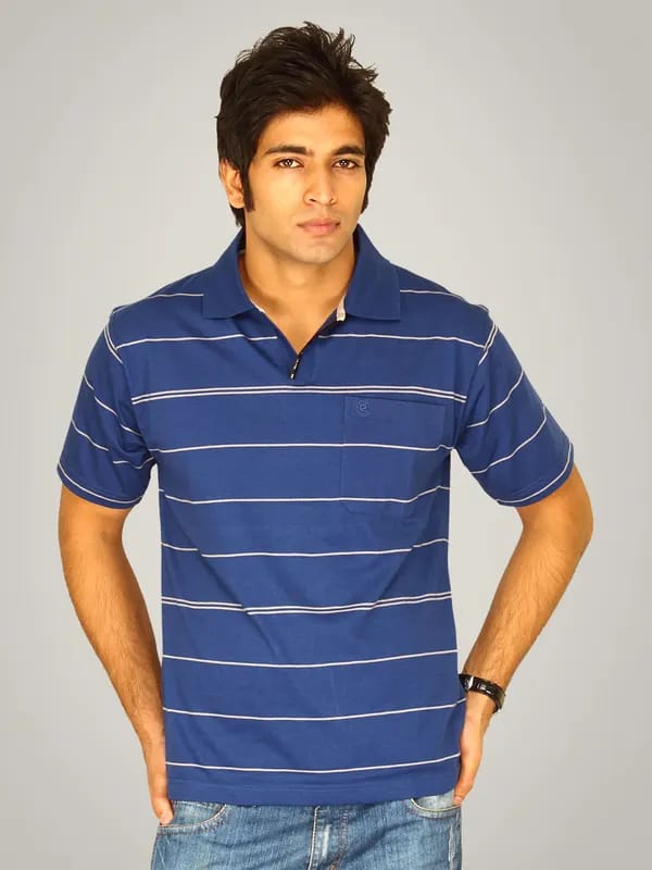 Classic Polo Men's Navy Grey Stripe T-shirt