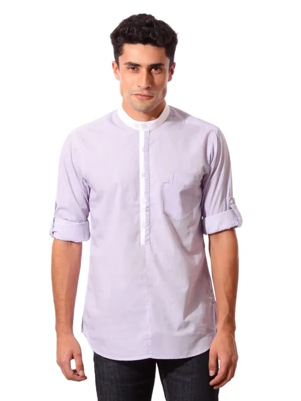 Wills Lifestyle Men Striped Lavender Shirt