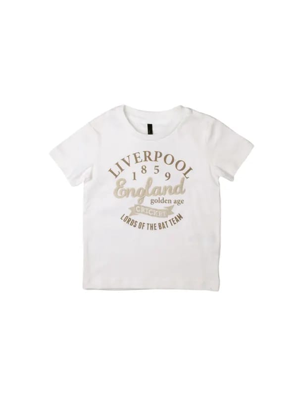 United Colors of Benetton Boys Printed White T-shirt