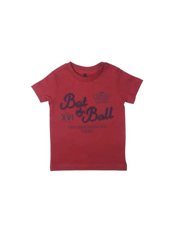 United Colors of Benetton Boys Printed Red T-shirt