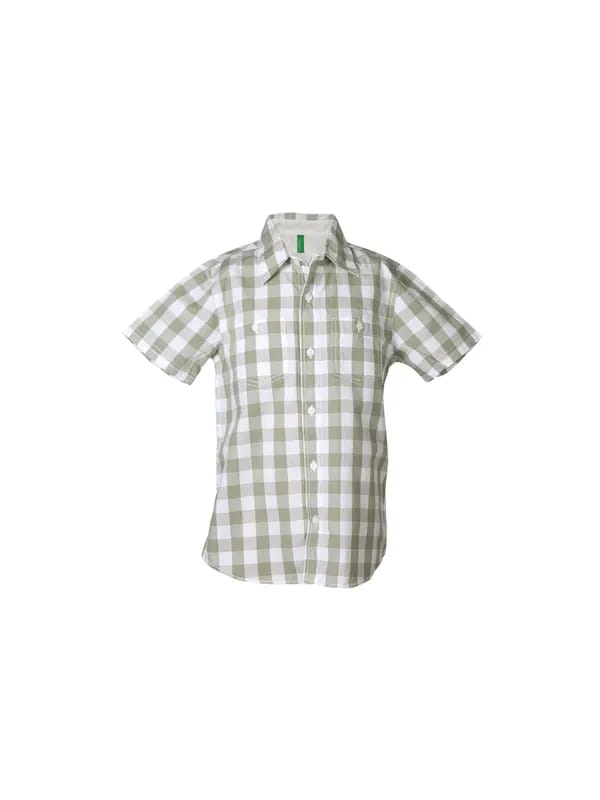 United Colors of Benetton Boys Check Olive Shirt