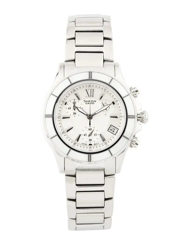 Casio Sheen Women Silver-Toned Dial Chronograph Watch SX040