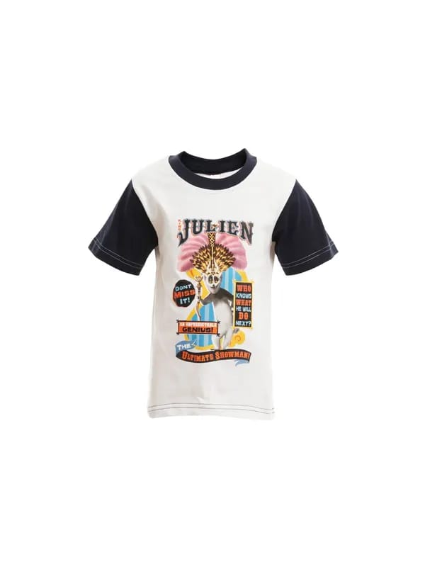 Madagascar3 Boys White Printed T-Shirt