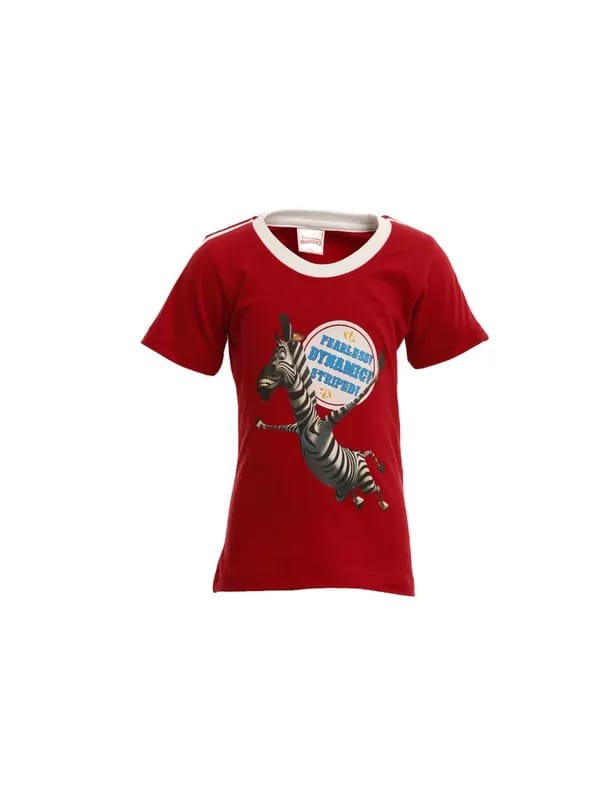 Madagascar3 Boys Red Printed T-Shirt