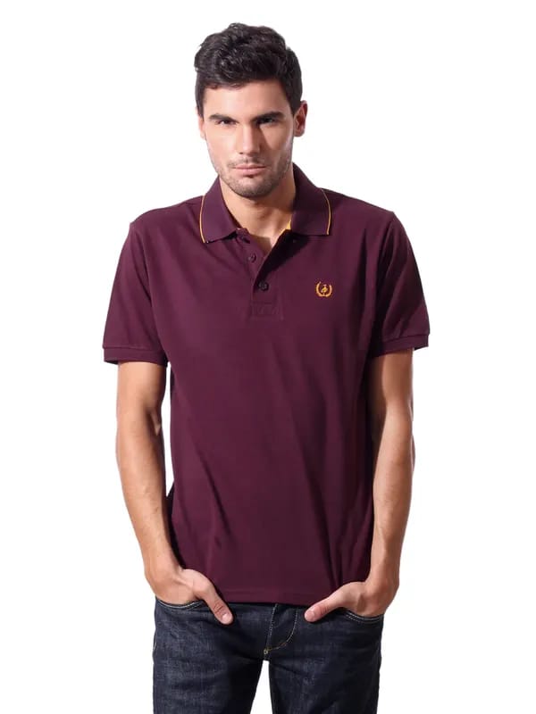 John Players Men Polo Maroon T-shirt