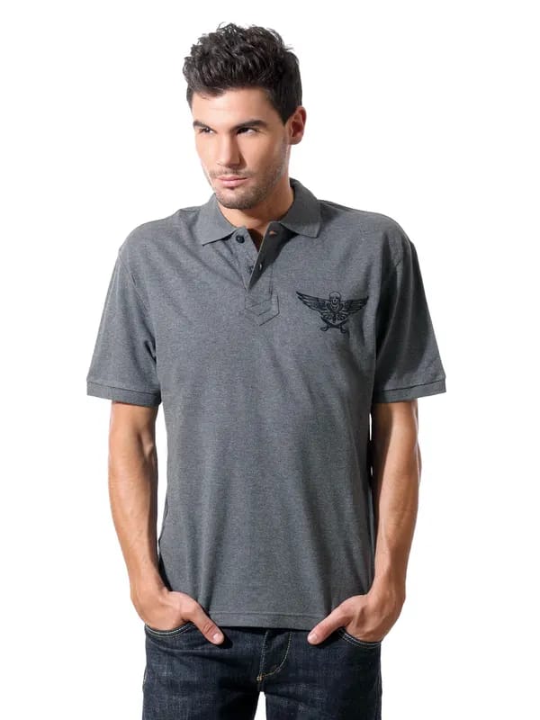 John Players Men Polo Grey T-shirt